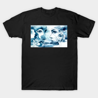 Overlapping faces, water, organic shapes T-Shirt